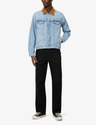 7 FOR ALL MANKIND ENS OUTLINE PERFECT CORDUROY-COLLAR RELAXED-FIT DENIM-BLEND JACKET 