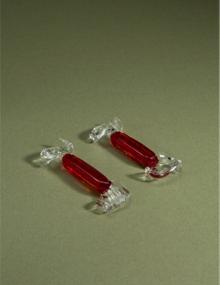 Gohar World Candy Murano Glass Cutlery Rest Set Of Two Ruby In Ruby