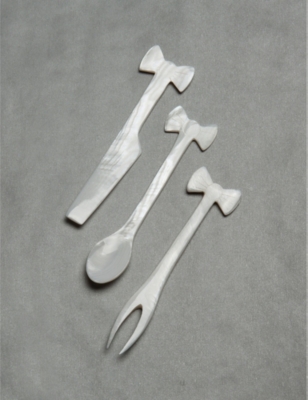 Gohar World Mother Of Pearl Bow Mother-of-pearl Serving Set In Mother Of Pearl