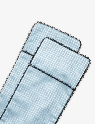 Striped cotton-blend cutlery pouches set of two