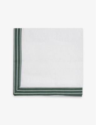 Striped-trim cotton and linen-blend napkins set of two