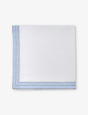 Striped-trim cotton and linen-blend napkins set of two