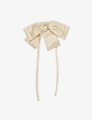 Gohar World Butter Striped Cotton-blend Napkin Bows Set Of Two In Butter