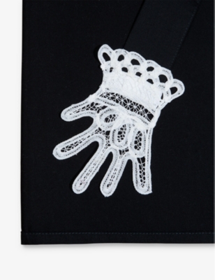 Gohar World Lace Hands Cotton And Lace Apron Navy In Navy