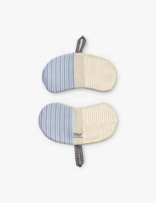 Gohar World Bean Pot Striped Cotton Mitts Light Blue Stripe Butter In Light Blue Stripe Butter
