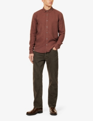 PAIGE: Peters long-sleeve linen-blend twill shirt