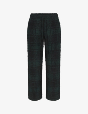 SKIMS: Check-print fluffy-knit jogging bottoms