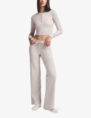 SKIMS: Henley cropped stretch-cotton top