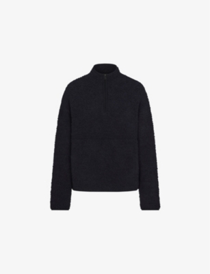 SKIMS: Mock-neck half-zip knitted woven pullover