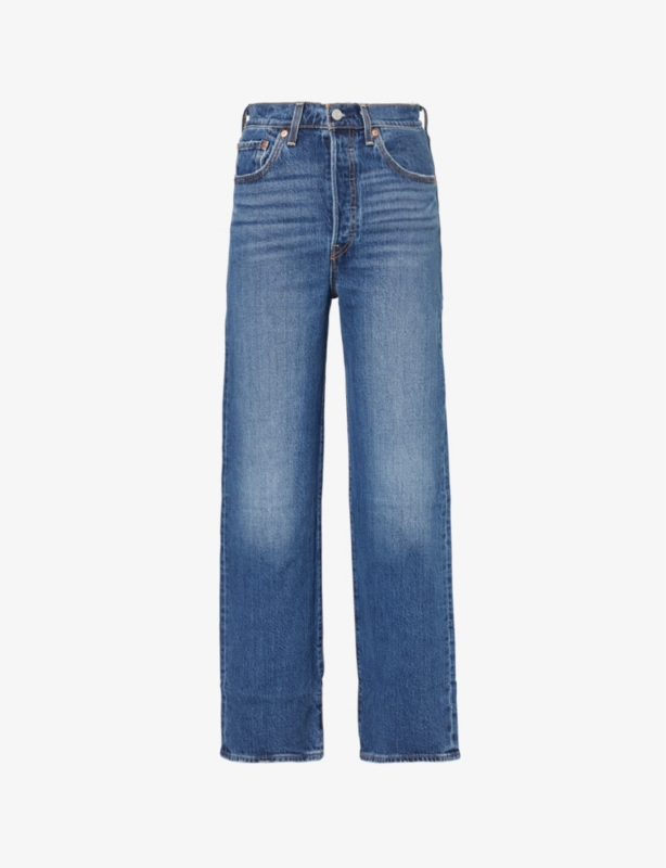 Ribcage high-rise straight-leg ankle denim jeans