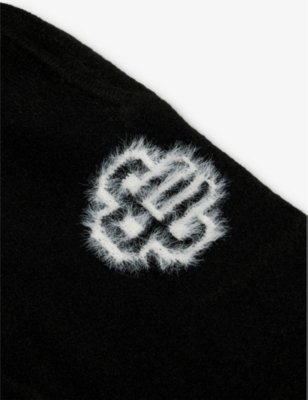 The Couture Club Fluffy Branded Knit Jogging Bottoms 1-8 Years Black In Black
