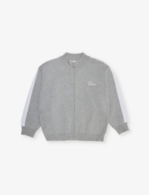 The Couture Club Greymarl Funnel-neck Side-stripe Cotton-jersey Jacket 1-8 Y In Greymarl