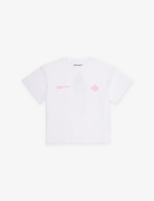 Brand-print short-sleeves stretch-woven blend T-shirt 1-8 years