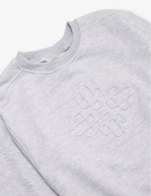 Shop The Couture Club Greymarl Embossed-branding Crew-neck Cotton-blend Sweatshirt 1-8