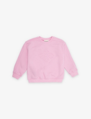 The Couture Club Embossed-branding Crew-neck Cotton-blend Sweatshirt 1-8 Years Pink In Pink