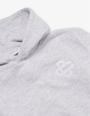 The Couture Club Brand-print Kangaroo-pocket Woven-blend Hoody 1-8 Y In Greymarl