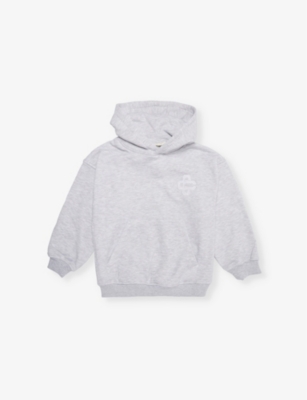 The Couture Club Brand-print Kangaroo-pocket Woven-blend Hoody 1-8 Y In Greymarl