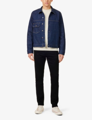 CITIZENS OF HUMANITY MENS CROSSHATCH (DK INDIGO) BOXY-FIT PATCH-POCKET STRETCH-DENIM JACKET 