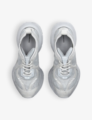 Circuit faux-leather and mesh low-top trainers
