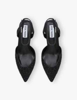 STEVE MADDEN: Kittie Embellished Backless Heeled Woven Courts