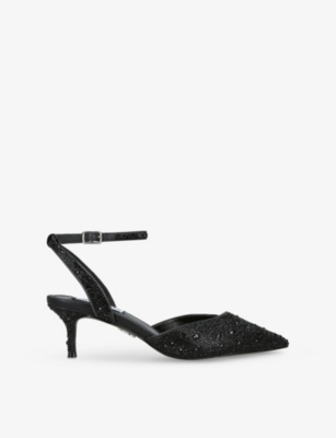 STEVE MADDEN: Kittie Embellished Backless Heeled Woven Courts