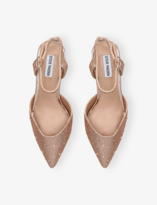 STEVE MADDEN: Kittie Embellished Backless Heeled Woven Courts