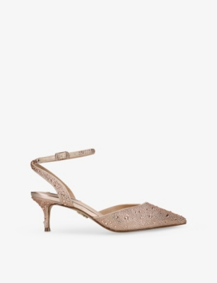 STEVE MADDEN: Kittie Embellished Backless Heeled Woven Courts