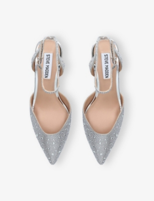 STEVE MADDEN: Kittie Embellished Backless Heeled Woven Courts