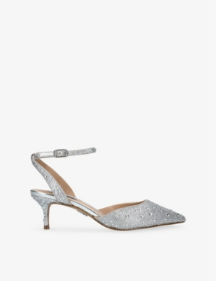 STEVE MADDEN: Kittie Embellished Backless Heeled Woven Courts