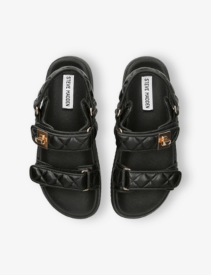 STEVE MADDEN: Mona-Q Leather Flat Sandals