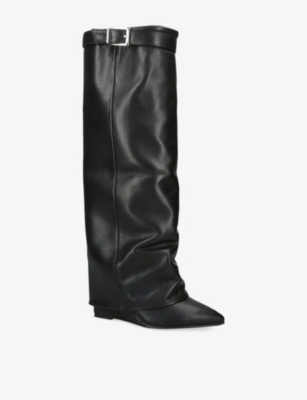 Steve Madden Womens Corenne Heeled Leather Knee-high Boots Black Eur 39 / 6 Uk In Black