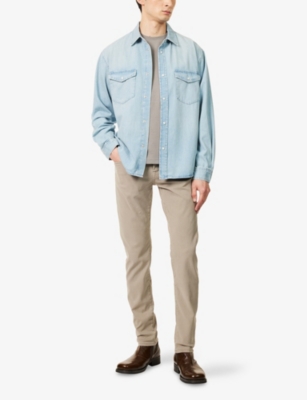 FRAME: Crewneck brand-embroidered regular-fit cotton-jersey T-shirt