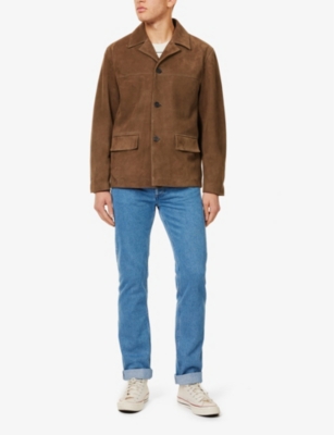 FRAME: Spread-collar flap-pocket regular-fit suede jacket