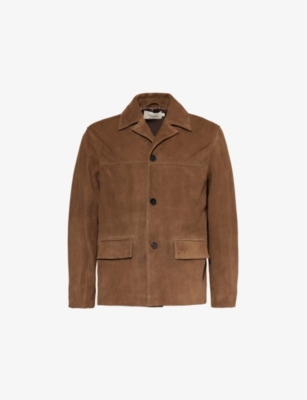 FRAME: Spread-collar flap-pocket regular-fit suede jacket