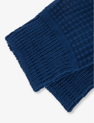 Rototo Mens Waffle-pattern Cotton-blend Socks Dull Blue In Dull Blue