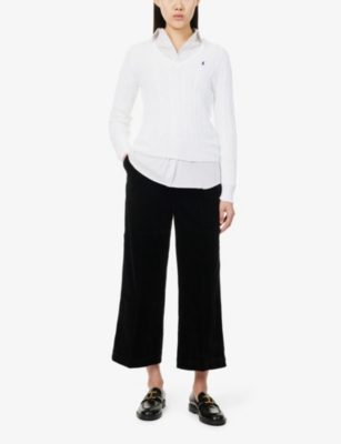 Polo Ralph Lauren Womens White Logo-embroidery Cotton-knit Jumper In White
