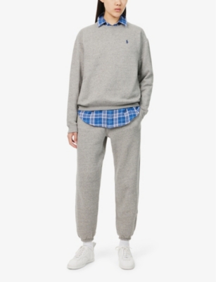 POLO RALPH LAUREN: Logo-embroidery crewneck cotton-blend jersey sweatshirt