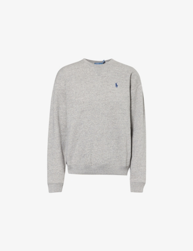 Logo-embroidery crewneck cotton-blend jersey sweatshirt