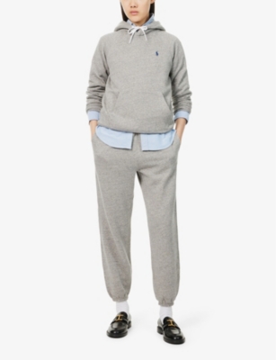 POLO RALPH LAUREN: Logo-embroidery fleece-lined cotton-blend jersey hoody