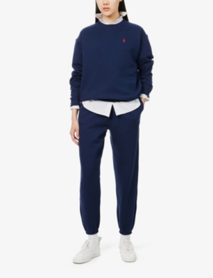 Polo Ralph Lauren Womens Cruise Navy Athletic Straight-leg Cotton-blend Jersey Jogging Bottoms In Cruise Navy