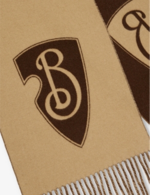 BURBERRY: B Shield Nomad wool and cashmere-blend knitted scarf