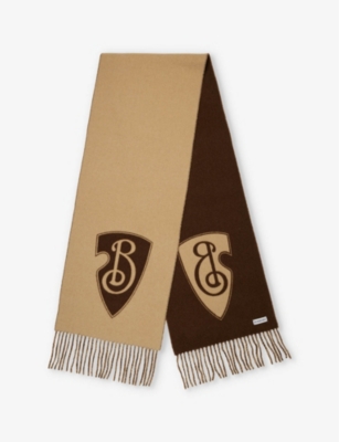 BURBERRY: B Shield Nomad wool and cashmere-blend knitted scarf
