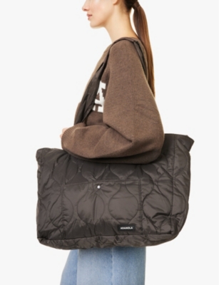Quilted recycled-nylon shell tote bag
