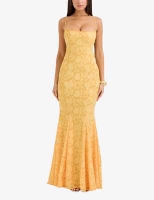 HOUSE OF CB: Joan lace-up lace maxi dress