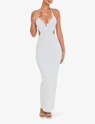MISTRESS ROCKS: Cut-out slim-fit stretch-knit maxi dress