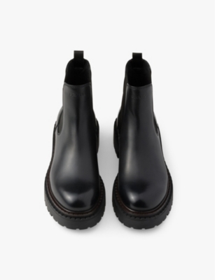 PRADA: Logo-debossed heeled leather Chelsea boots