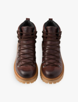 Prada Triangle-enamel Boots In Brown