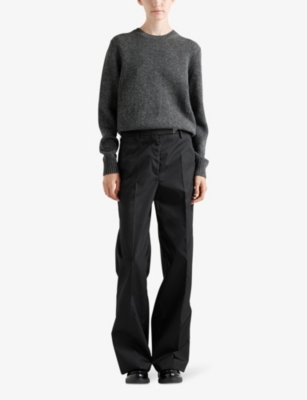 Prada Triangle-logo Straight Trousers In Black
