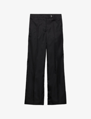 Prada Triangle-logo Straight Trousers In Black