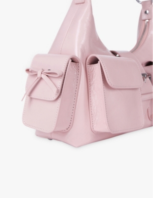 Shop The Kooples Womens Amelia Chain-handle Leather Shoulder Bag Pink